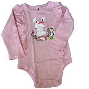 🎁 New Lt Pink Bunny & Ruffles 18 months Long Sleeve Bodysuit